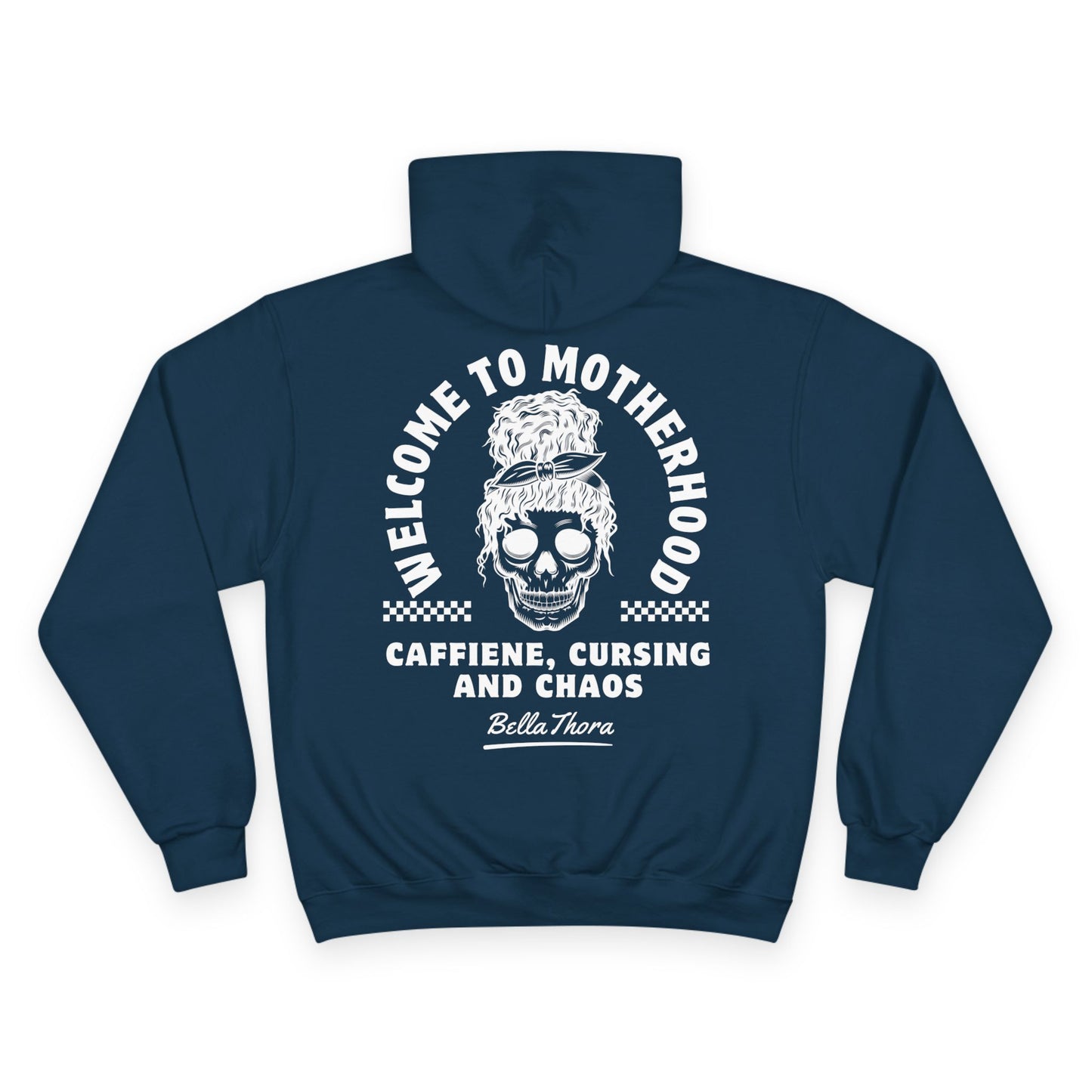 ☕💀 WELCOME TO MOTHERHOOD – CHAMPION HOODIE 💀☕