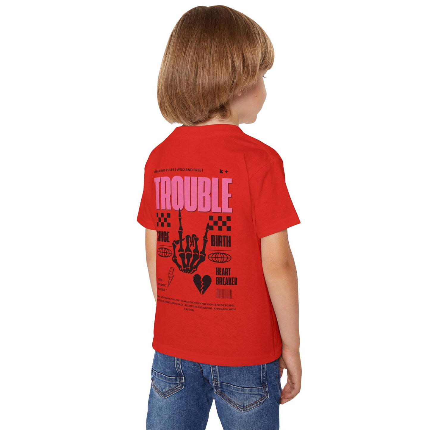 "Trouble Since Birth-Pink Back" Toddler Tee – For the Wild & Free! 🤘⚡