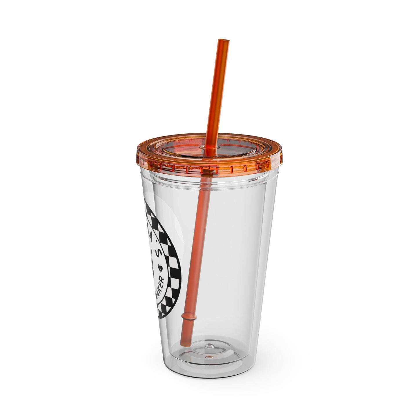 🖤⚡ 16oz-MAMMA’S TROUBLE MAKER CHECKERBOARD TUMBLER – FOR THE MINI REBEL WITH BIG ENERGY ⚡🖤