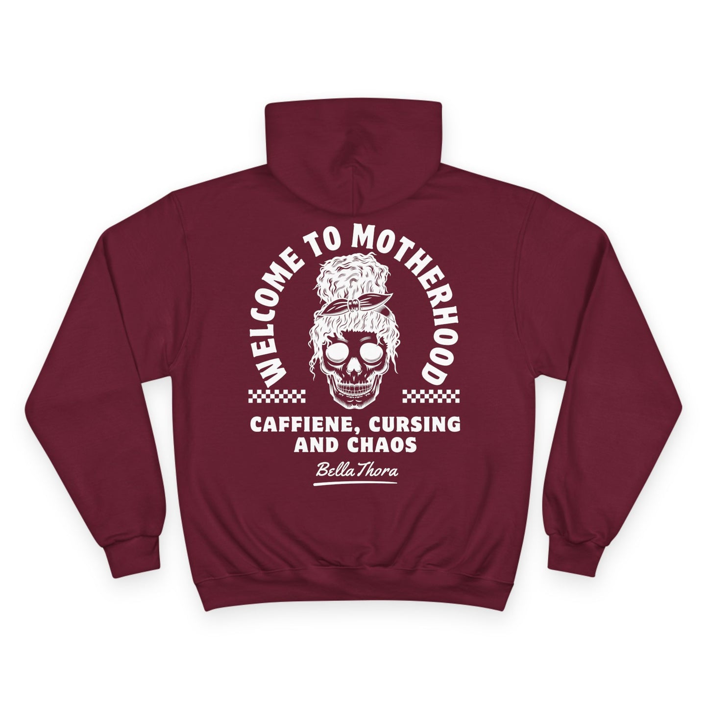 ☕💀 WELCOME TO MOTHERHOOD – CHAMPION HOODIE 💀☕