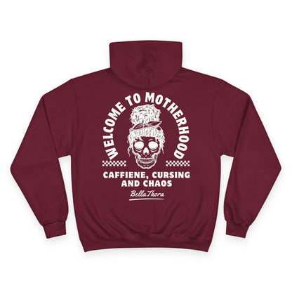 ☕💀 WELCOME TO MOTHERHOOD – CHAMPION HOODIE 💀☕