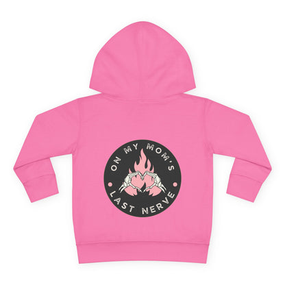💖 On My Mom’s Last Nerve – Toddler Pullover Hoodie (Pink Flame Edition)