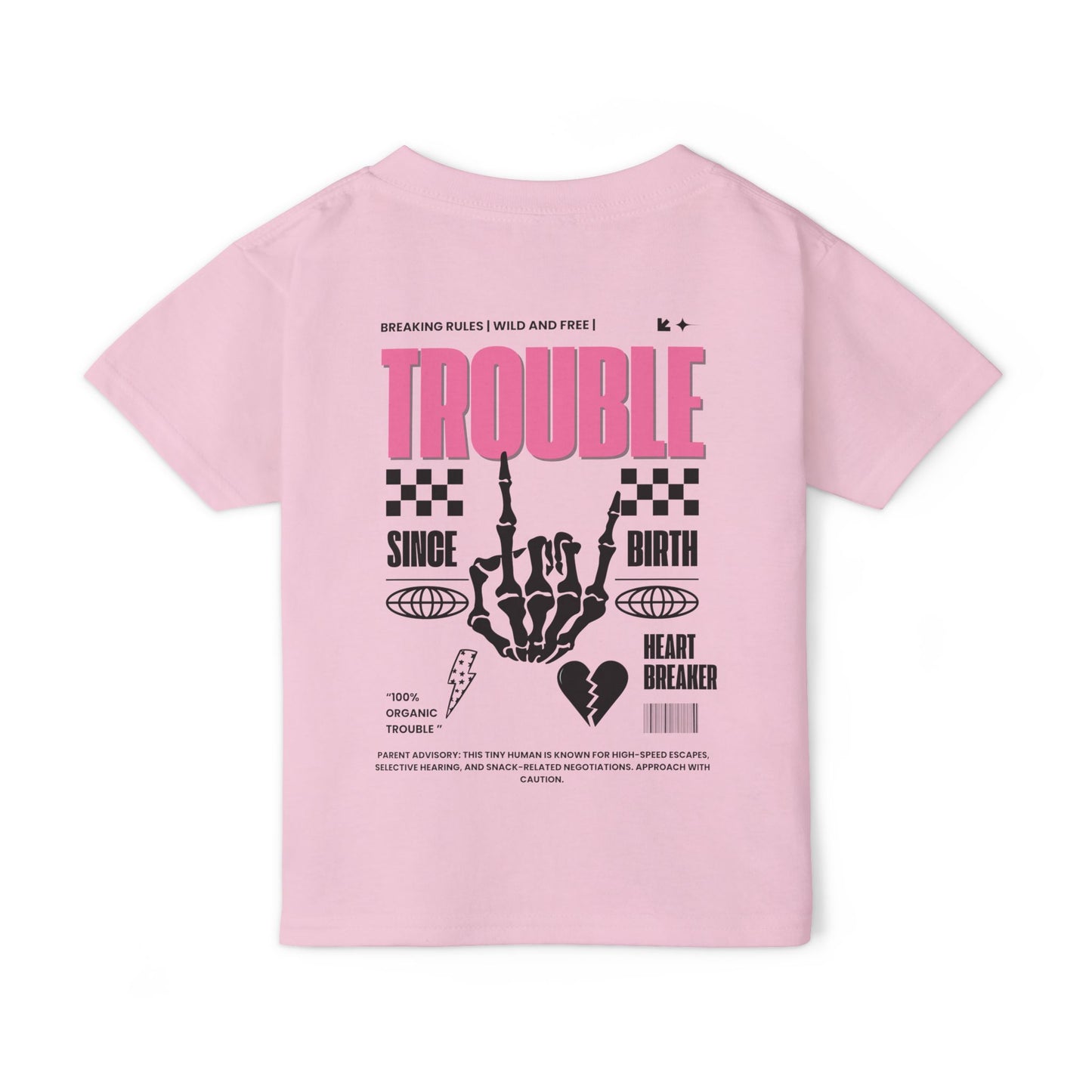 "Trouble Since Birth-Pink Back" Toddler Tee – For the Wild & Free! 🤘⚡