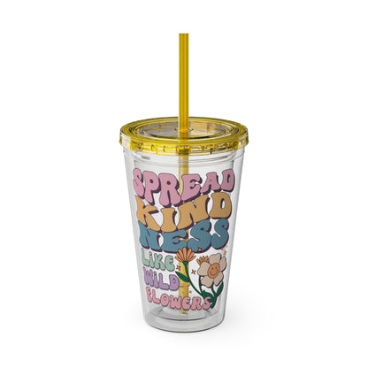 🌸✨ 16oz TUMBLER-SPREAD KINDNESS LIKE WILDFLOWERS – A CUP THAT BLOOMS WITH POSITIVITY! ✨🌸