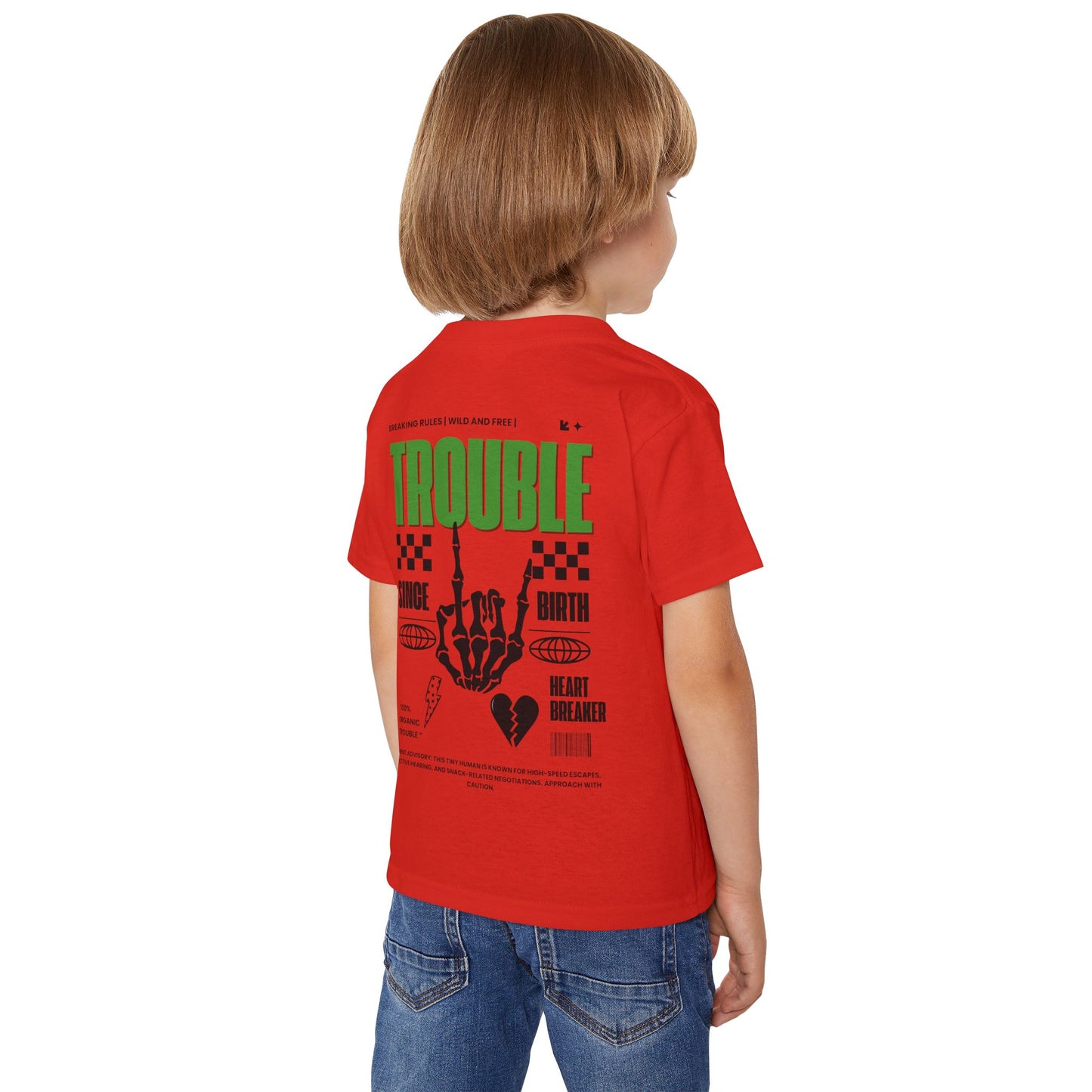 "Trouble Since Birth-Green Back" Toddler Tee – For the Wild & Free! 🤘⚡