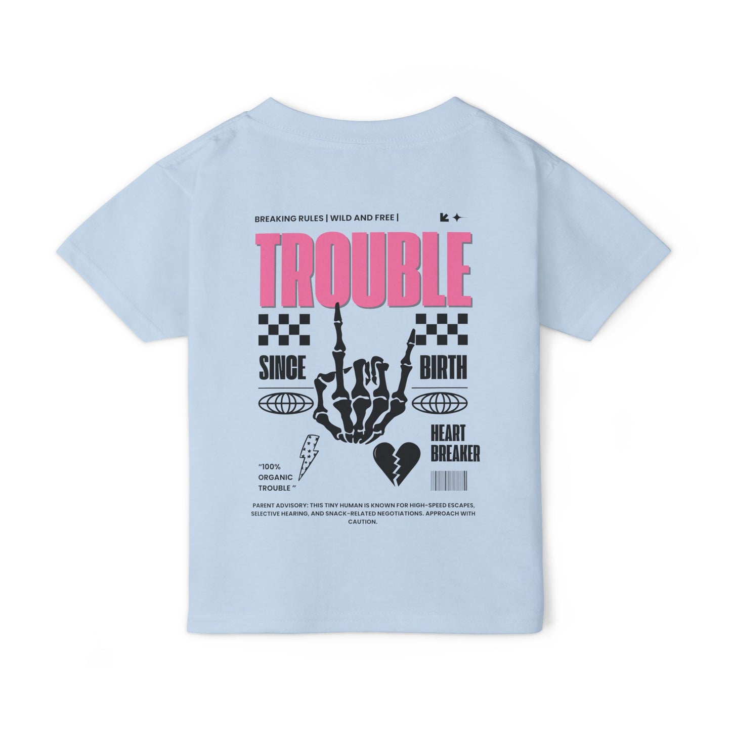 "Trouble Since Birth-Pink Back" Toddler Tee – For the Wild & Free! 🤘⚡