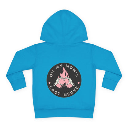 💖 On My Mom’s Last Nerve – Toddler Pullover Hoodie (Pink Flame Edition)